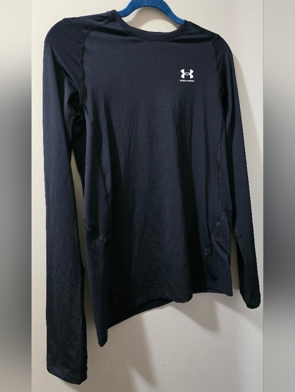 Under Armour Black Long Sleeve Performance Tee with White Logo